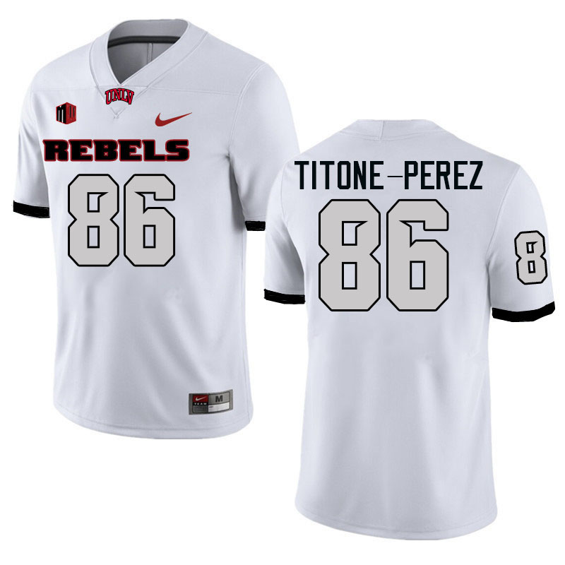 Men #86 David Titone-Perez UNLV Rebels College Football Jerseys Stitched-White